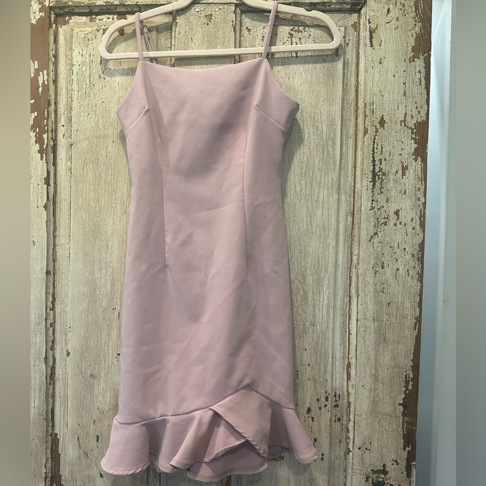 Elegant Pink Ruffle Hem Dress